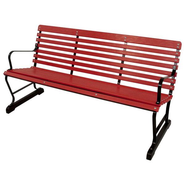Ivy Terrace 60 in. Black and Sunset Red Plastic Outdoor Patio Bar Bench