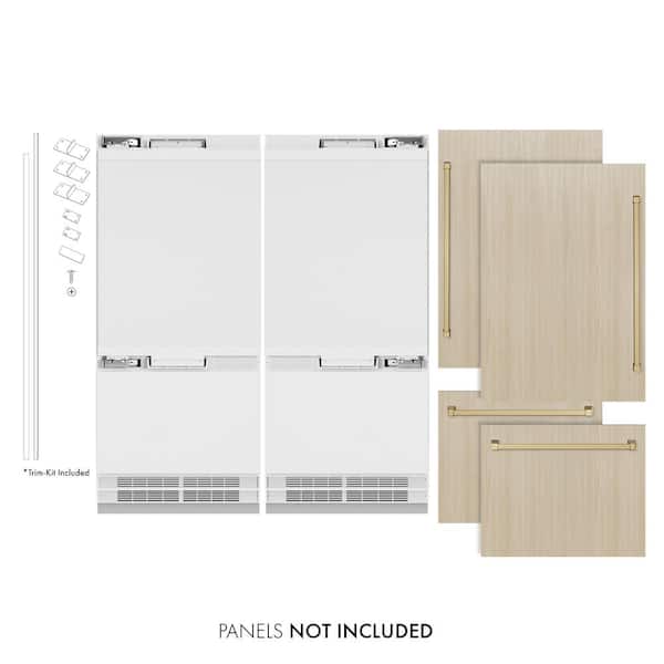 72 in. 39.6 cu. ft. Panel Ready Built-in Bottom Freezer Refrigerator with Water Dispensers and Champagne Bronze Accents