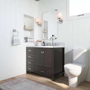 Cambridge 43 in. Bath Vanity in Espresso with Marble Vanity Top in Carrara White with White Basin