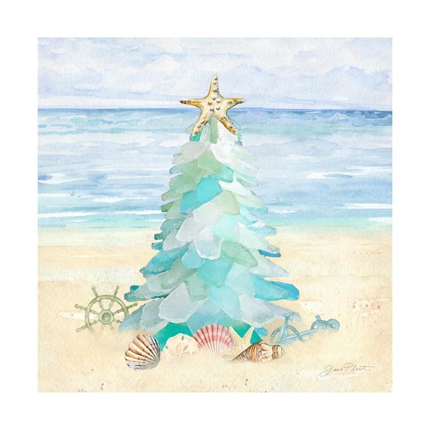 Unframed Home Jean Plout 'Coastal Seaglass Christmas Tree' Photography Wall Art 18 in. x 18 in.