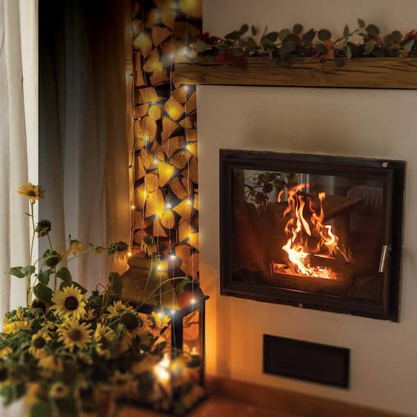 100 Light 30 ft. Indoor/Outdoor Battery Operated Integrated LED Copper Wire Warm White Fairy String Light w/ Remote