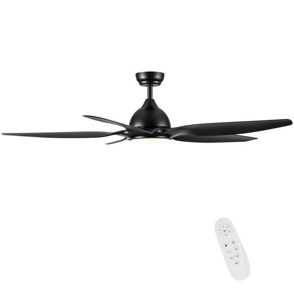 Etokfoks 60 in. Indoor Integrated LED Ceiling Fan Lighting with Black