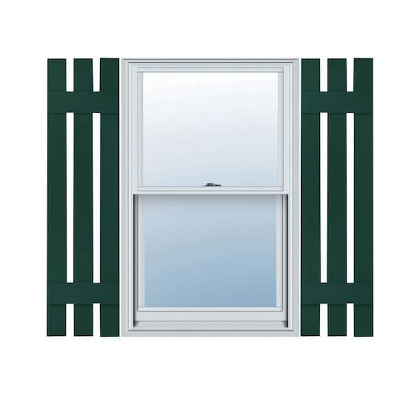 Ekena Millwork 12 in. x 53 in. Lifetime Vinyl TailorMade Three Board Spaced Board and Batten Shutters Pair Midnight Green