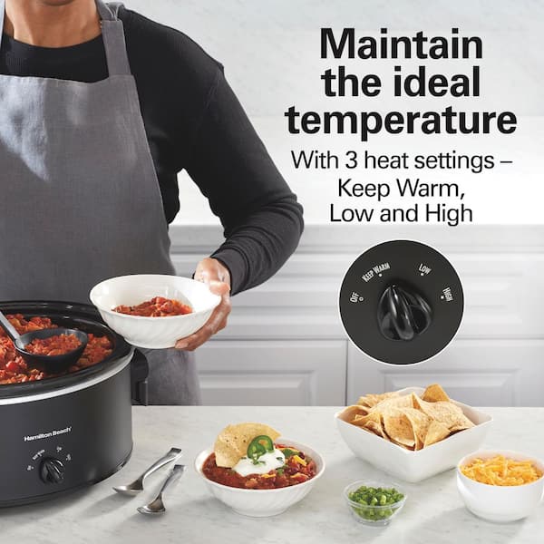 Hamilton Beach 7 qt. Black Slow Cooker with Folding Handles 33174
