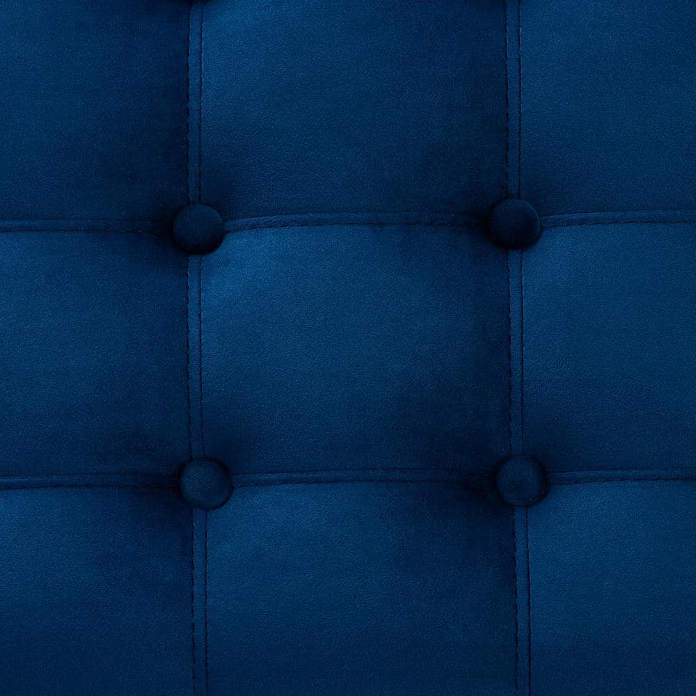 Elegant Navy Blue Velvet 42" Tufted Storage Ottoman Bench