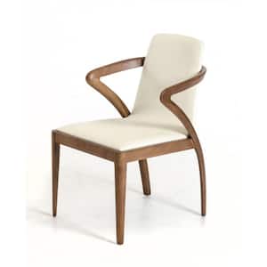Valerie Walnut and cream Faux Leather Solid Wood and Cushioned Arm Chair