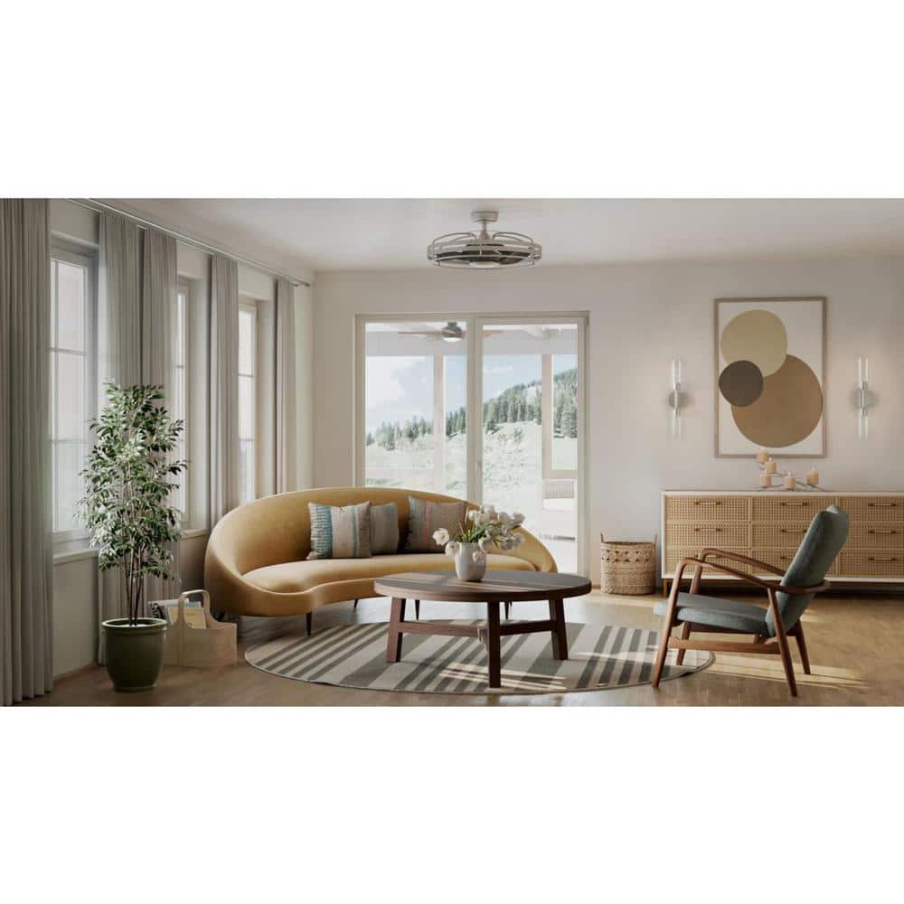 Nickel 26" Industrial Chandelier Ceiling Fan with Remote