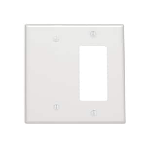 White 2-Gang 1-Toggle/1-Blank Wall Plate (1-Pack)