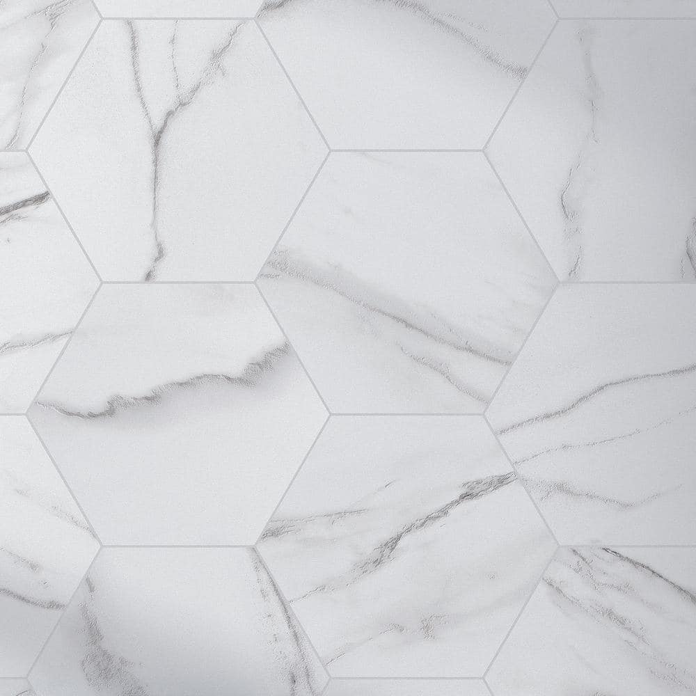 Elegance White Hexagon 8.9 in. x 7.7 in. Matte Porcelain Tile Sample price history on PriceWatchPro