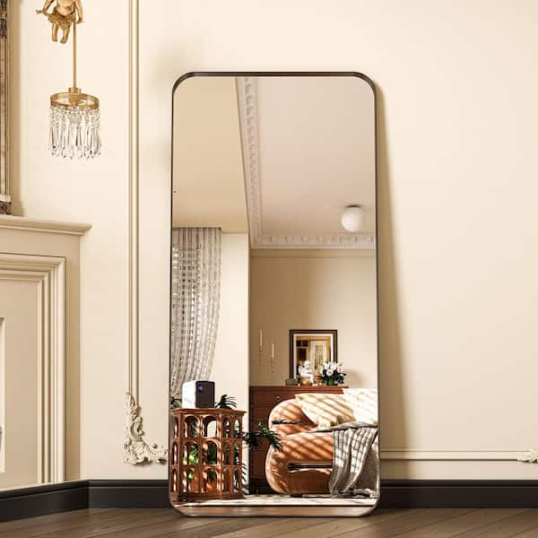 ORGANNICE 28 in. W x 60 in. H Rectangle Framed Black Tempered Glass Wall-Mounted Full-Length Mirror