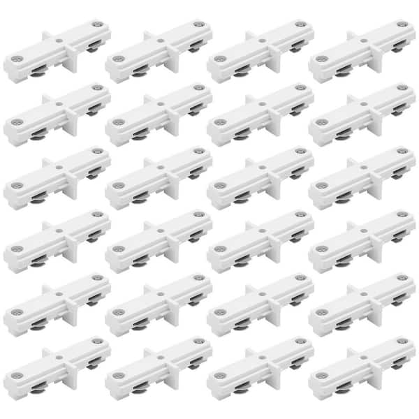 H Track Lighting Mini Straight Connector, 120V Single-Circuit, Dead End Power Distribution Component, White 24 Pack