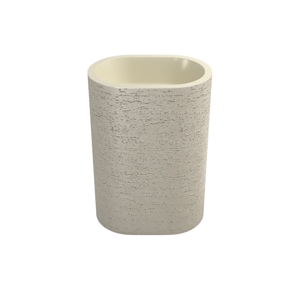 MEDUNJESS 24 in. L x 16 in. W Stone Resin Solid Surface Pedestal Sink ...