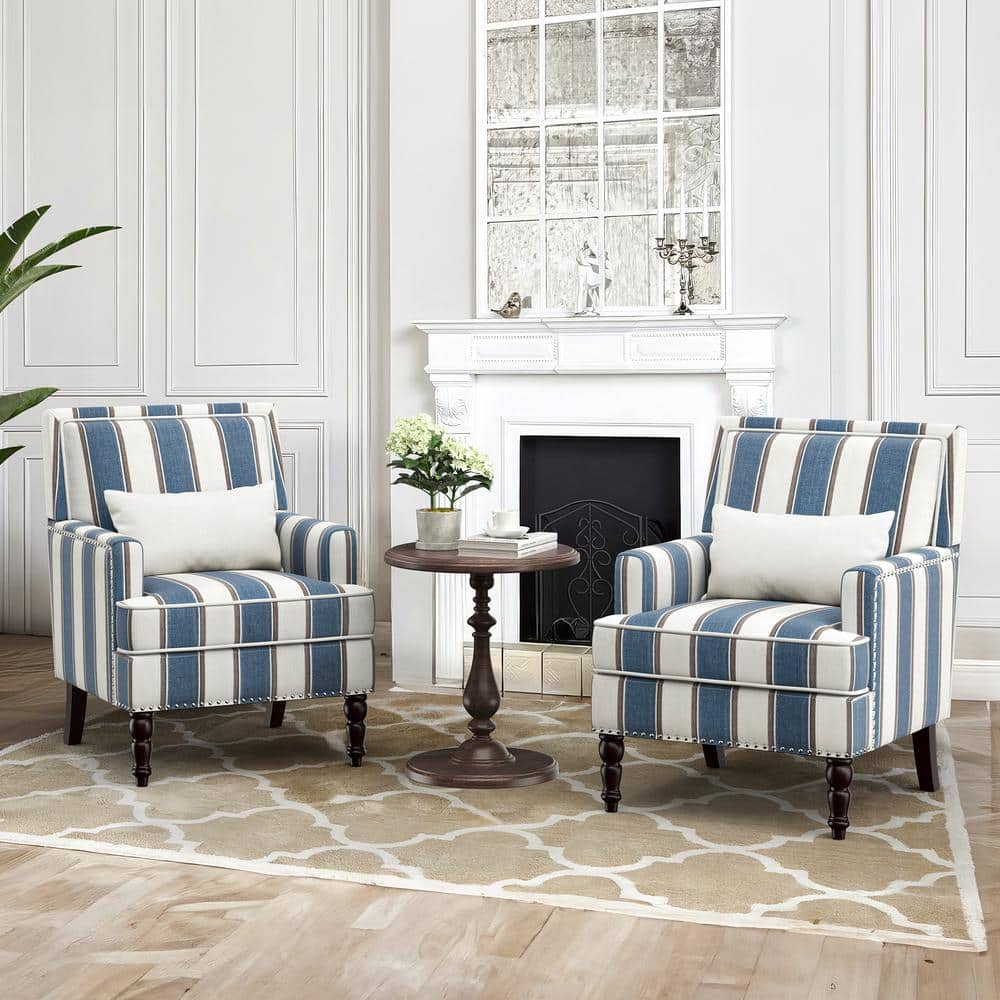 Arm Chair Blue And White Striped Club Chair Striped Chair Outlet