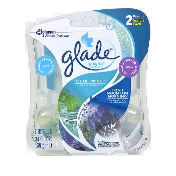 Glade 0.67 oz. Plug-Ins Tough Odor Solutions Clear Springs and Fresh Mountain Morning Scented Oil Refill (6-Pack)