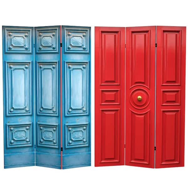RED LANTERN Fancy Door Panel 6 ft. Printed 3-Panel Room Divider