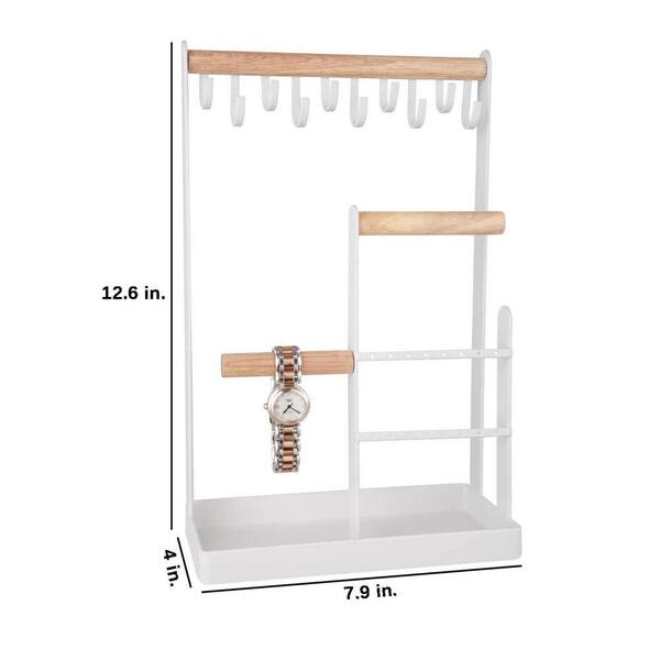 White 7.9 in. x 12.6 in. Metal Modern Jewelry Display Stand