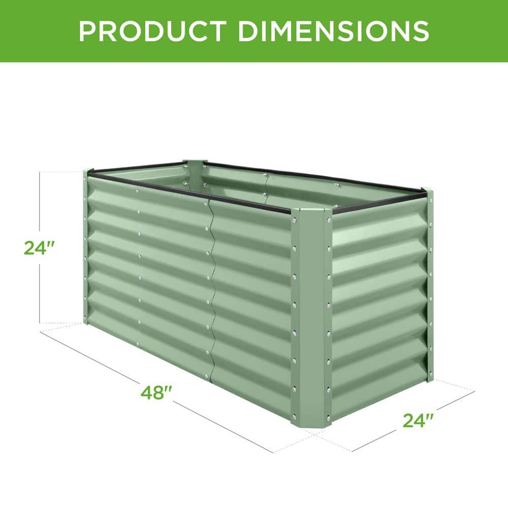 Sage Green 4x2x2ft Powder-Coated Steel Raised Garden Bed
