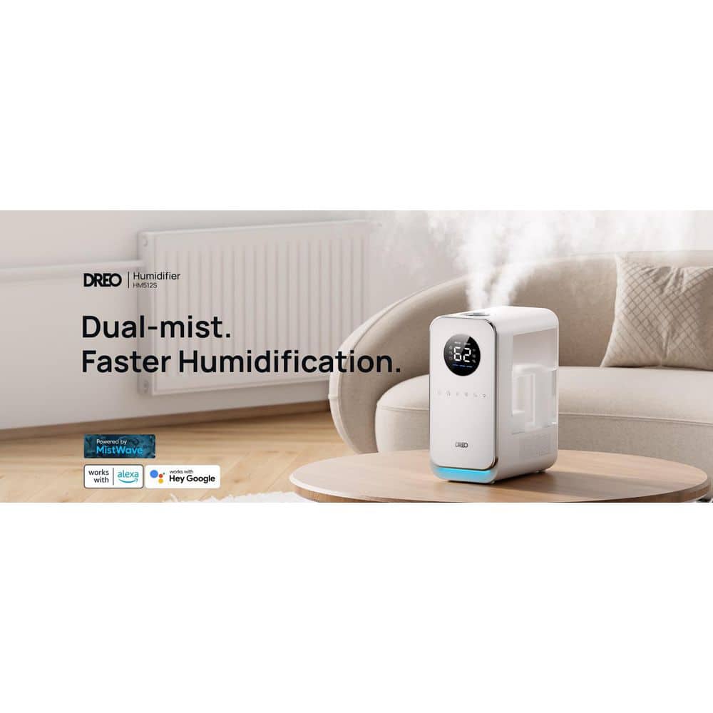 White Ultrasonic Smart Humidifier with App Control, 5L