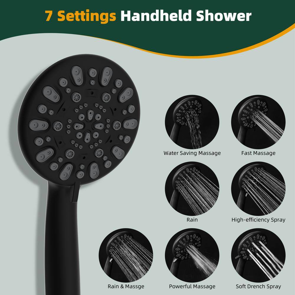 Large Matte Black Stainless Steel Dual Shower Head Combo