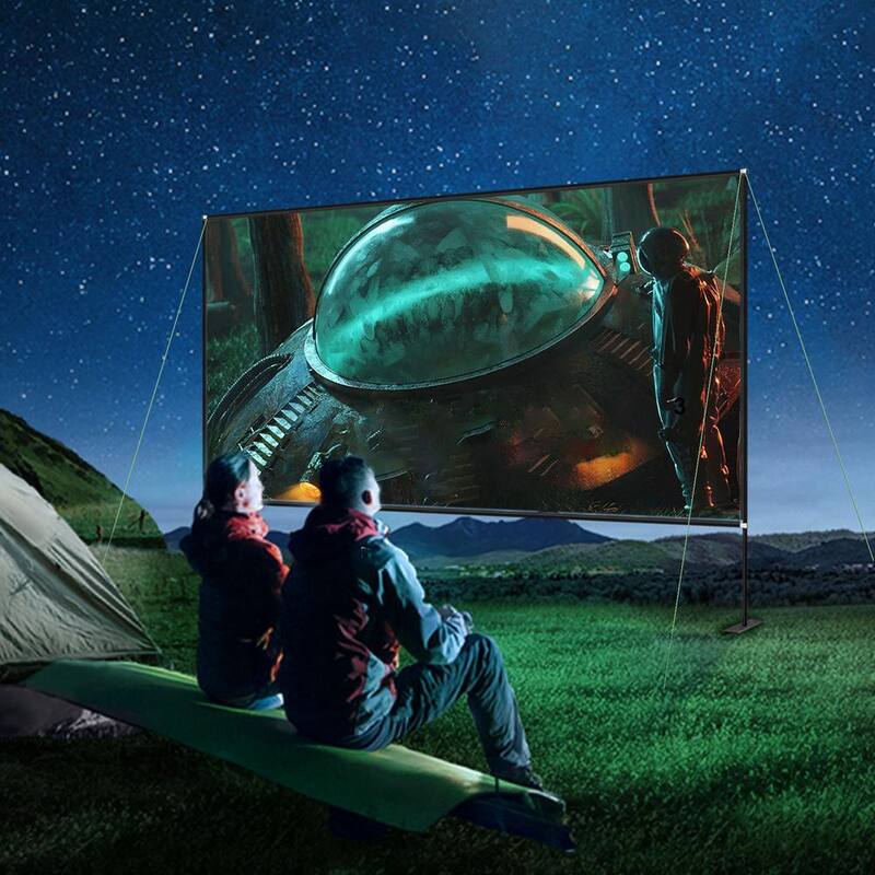 Projector Screen Portable Movie Screen with Stand 180 in. 16:9 4K Wide Angle Outdoor Projection Screen with Storage Bag