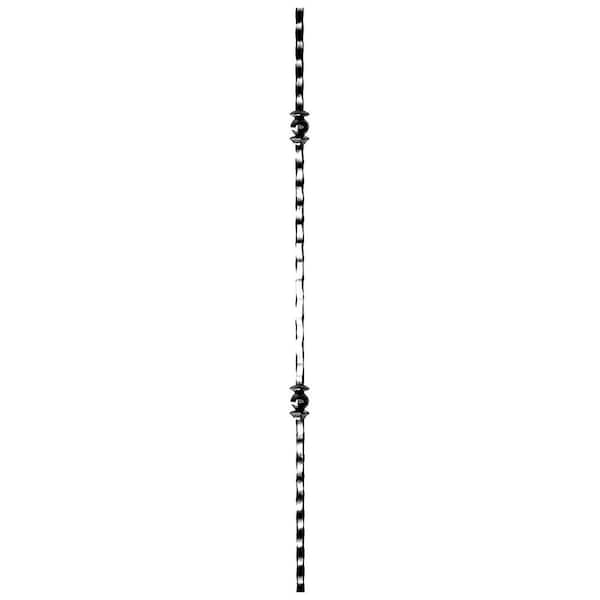 arteferro 44 in. x 9/16 in. Hammered With Dual Spheres Shadow Grey Powder Coated Wrought Iron Baluster