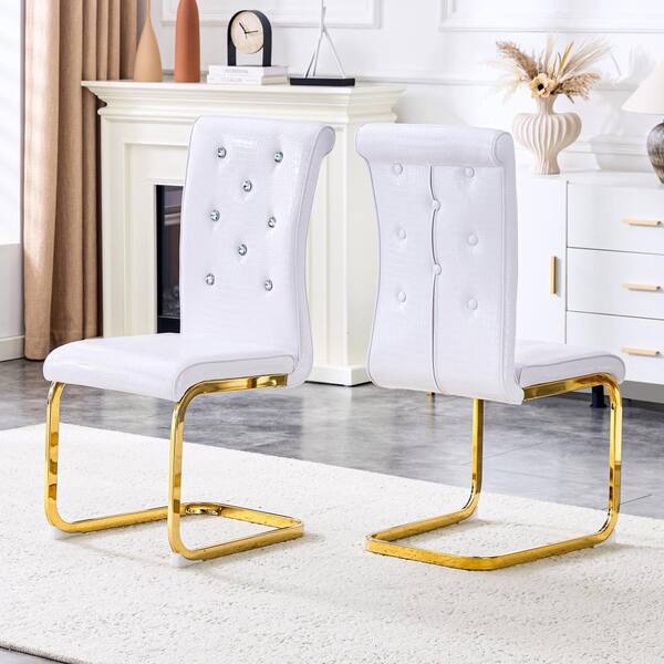 UOI Retro 2-Pack Faux Alligator Dining Chair White PVC Metal with