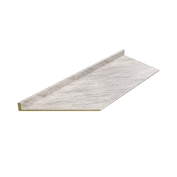 Hampton Bay Formica 6 ft. Left Miter Laminate Countertop in Satin Finish Manhattan Marble with Double Radius Edge and IB
