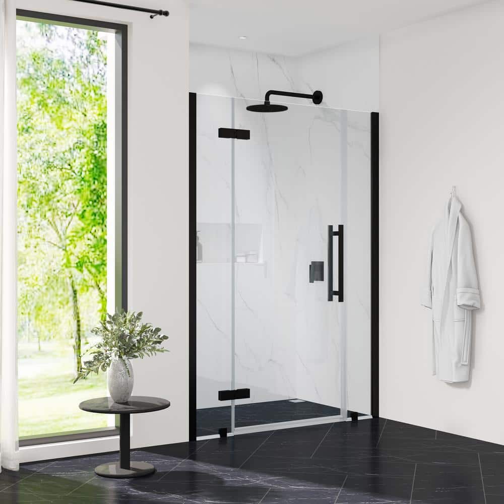 Tampa 50" x 72" Black Frameless Glass Shower Kit