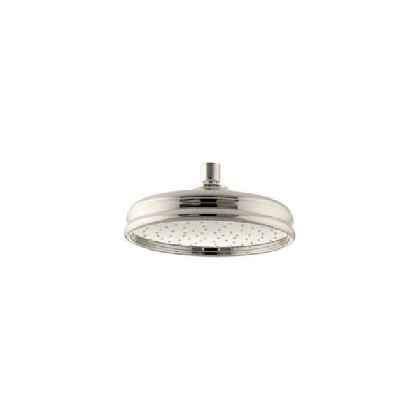 KOHLER 1-Spray Patterns Contemporary 8 in. Ceiling Mount Rain Fixed Shower Head with Katalyst Technology in Matte Black