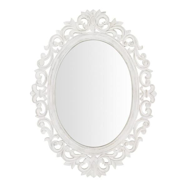 Small Mirror with Stoneware Base - Natural white - Home All