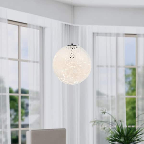Circo 60-Watt 1-Light Matte Black Modern Pendant Light with White Art Glass Shade and No Bulbs Included