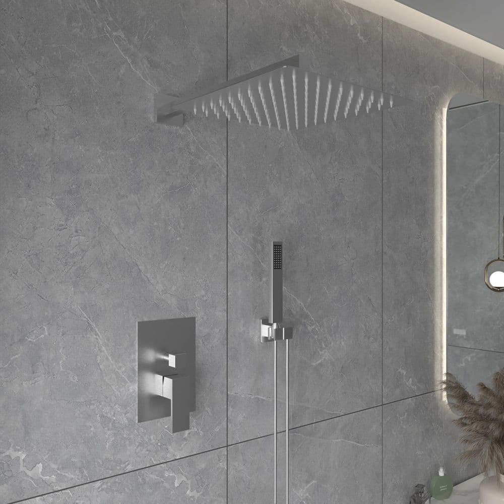 10 Inch Brushed Nickel Square Rain Shower Combo Set