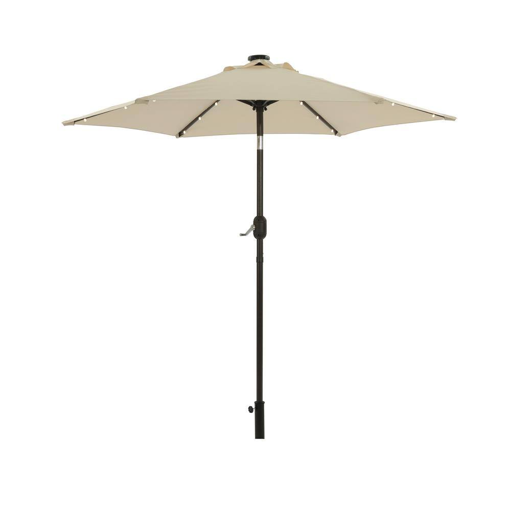 Modern 7.5 ft. Steel Market Solar Patio Umbrella in Beige