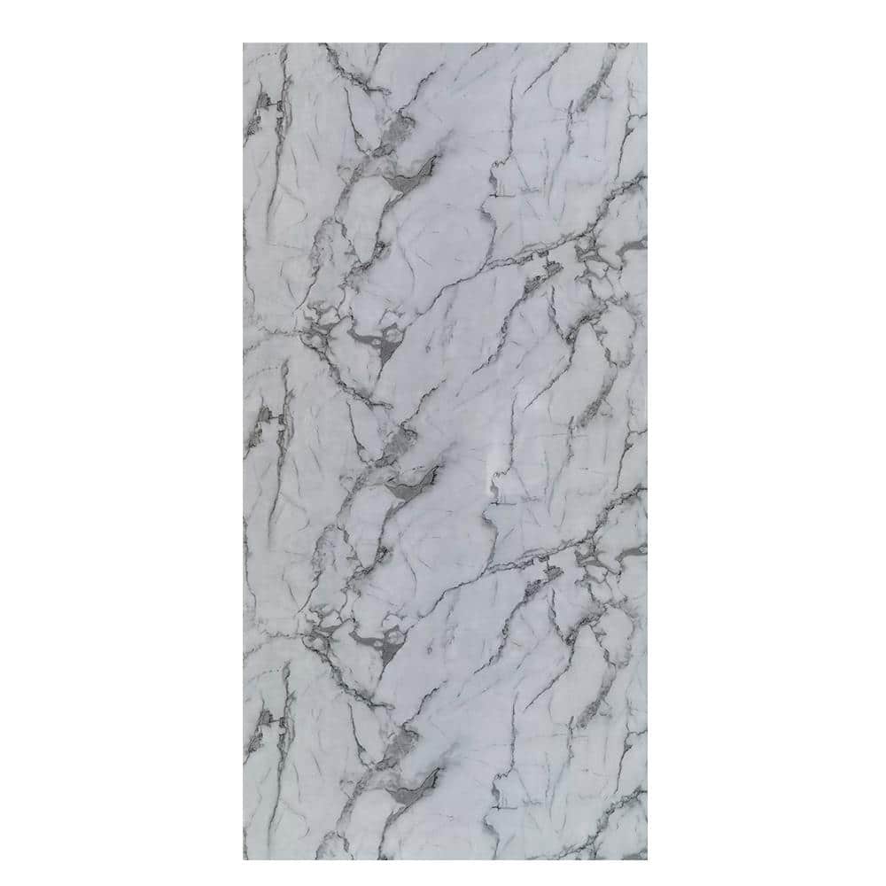 Mediterraneo 8 ft. x 4 ft. W Decorative PVC Marble Sheet White Black ...