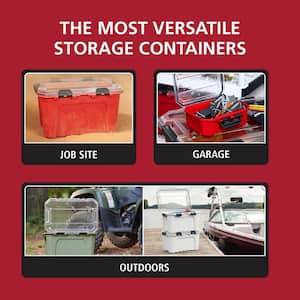5-Gal. Professional Heavy Duty Waterproof Stackable Plastic Storage Container with Hinged Lid in Red