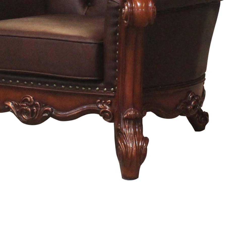 Vendome Cherry Faux Leather Handcrafted Chair with Pillow