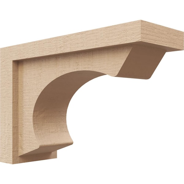 Ekena Millwork 4 in. x 8 in. x 12 in. Series 3 Classic Emerson Rough Cedar Woodgrain Timberthane Polyurethane Corbel, Primed Tan