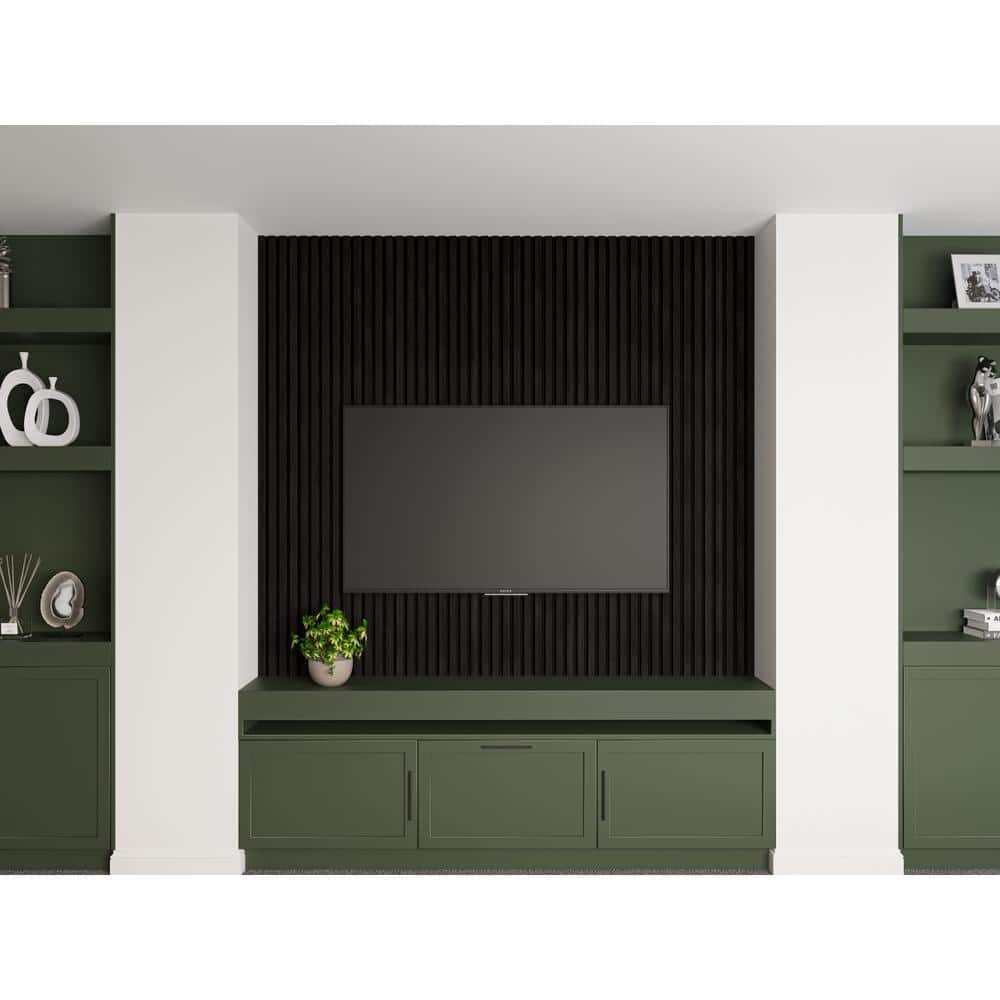 Charcoal Black Acoustic Wood Wall Panels Set of 2