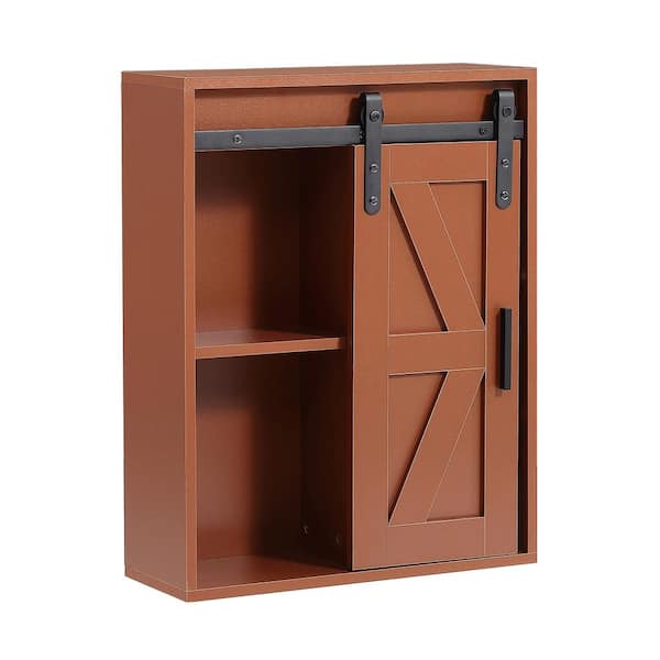 Unbranded 7.9 in. W x 21.7 in. D x 27.6 in. H Wall-Mounted Storage Cabinet in Espresso Brown with Adjustable Door