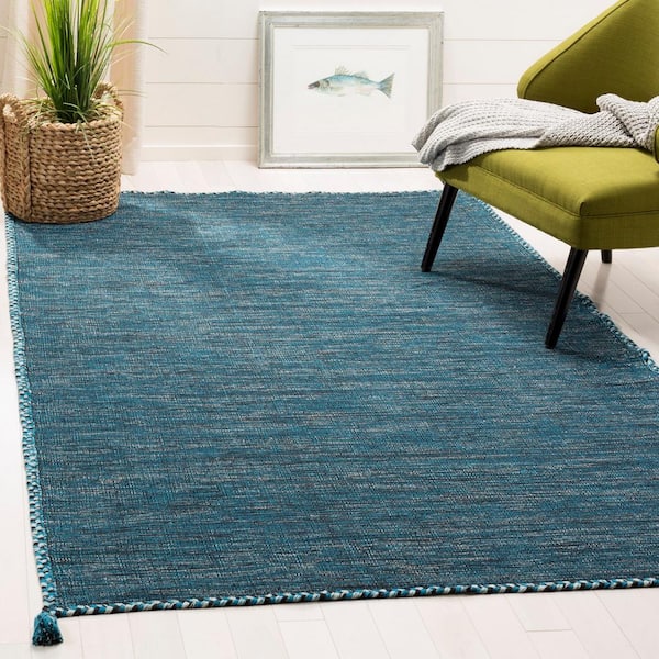 Montauk Blue/Black Doormat 3 ft. x 5 ft. Border Area Rug