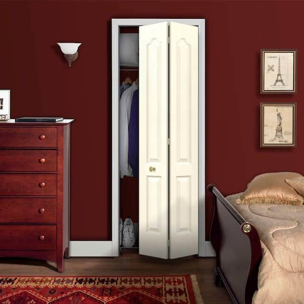 24 in. x 80 in. Camden Vanilla Painted Textured Molded Composite Closet Bi-fold Door