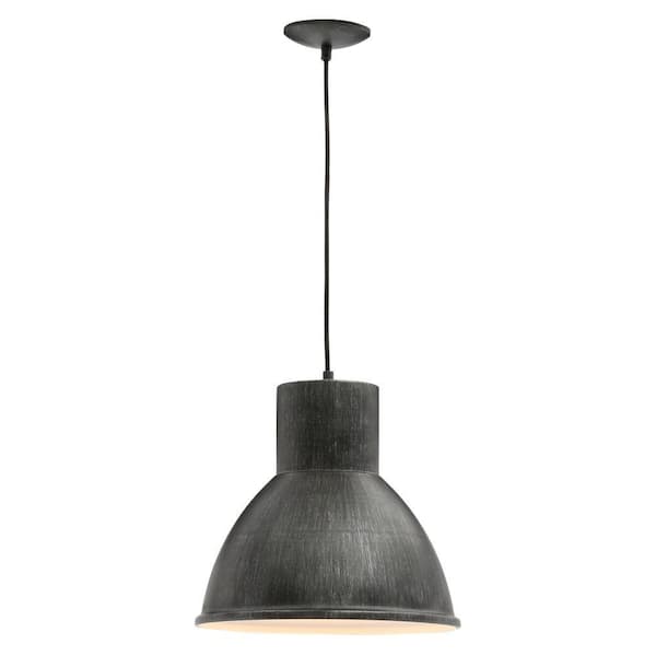 Generation Lighting - Division Street 15 in. W. 1-Light Weathered Gray Hanging Pendant