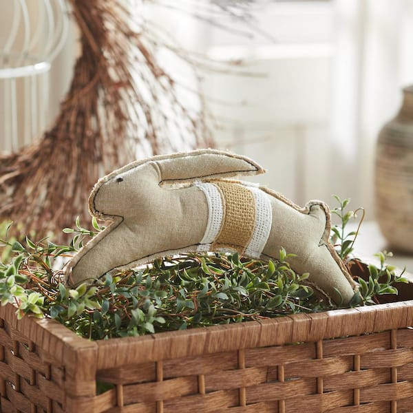 Spring In Bloom 6.6 in. x 10 in. Leaping Tan Bunny Easter Pillow