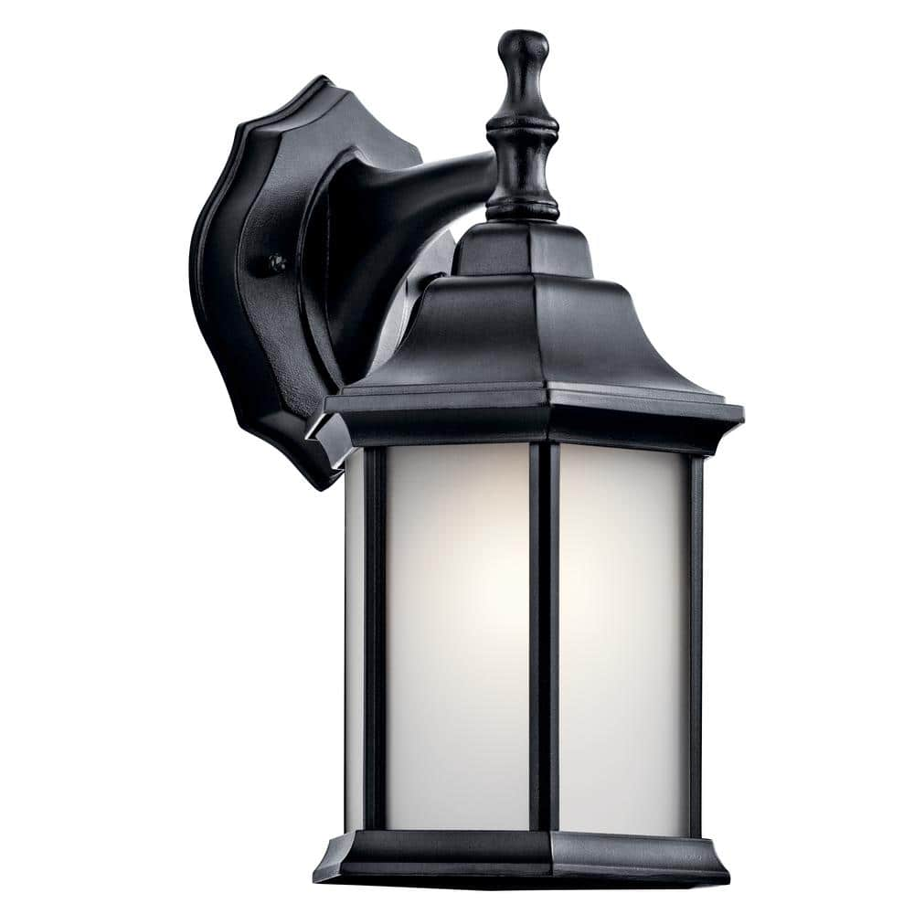 KICHLER Chesapeake 11.75 in. 1-Light Black Outdoor Hardwired Wall Lantern Sconce with No Bulbs Included (1-Pack)