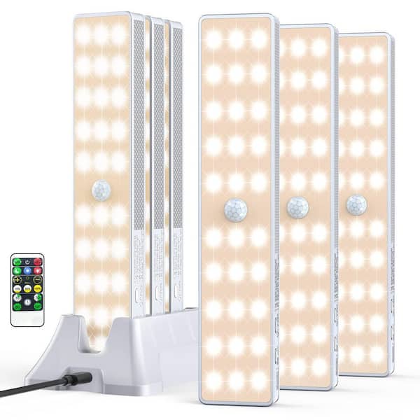 6-Pack 30 LEDs Warm White Under Cabinet Lighting with Remote Control, Wireless LED Closet Light with Charging Station