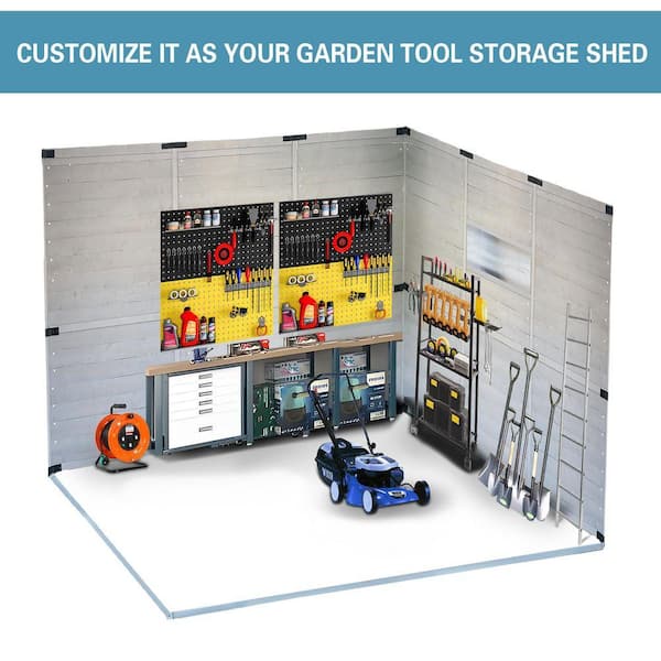 Endark 8 ft. W x 8 ft. D Outdoor Storage Grey Wood Shed with