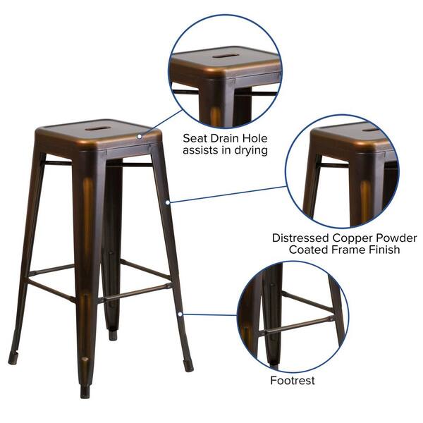 Distressed Copper Bar Stool, Clear Bumpers For Bar Stools With Backs