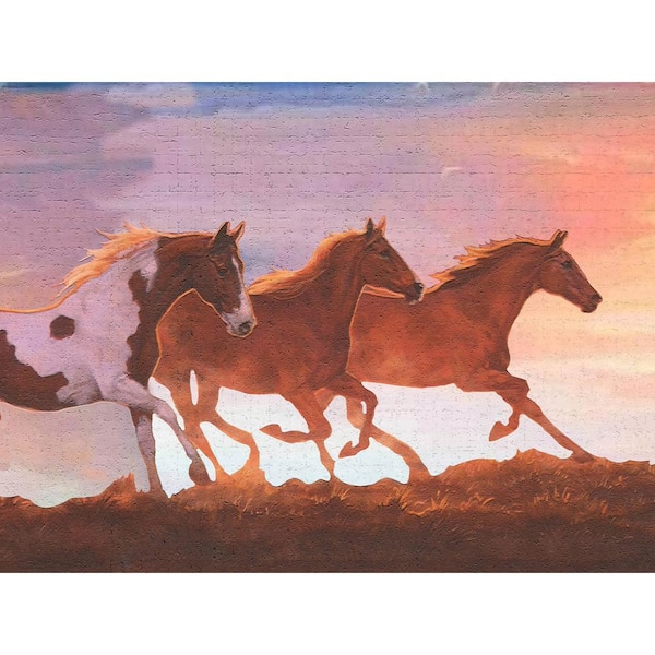 Dundee Deco Falkirk Dandy II Orange Brown Purple Horses Nature Peel and Stick Wallpaper Border