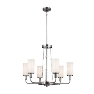 Vetivene 29 in. 6-Light Classic Pewter Vintage Candlestick Circle Chandelier for Dining Room