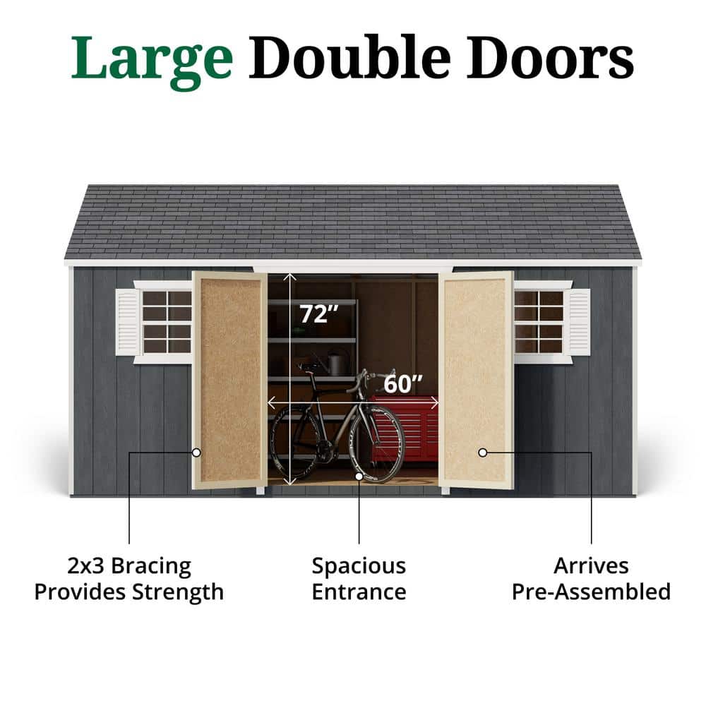 12' x 16' Brown Wood Storage Shed with Windows and Floor